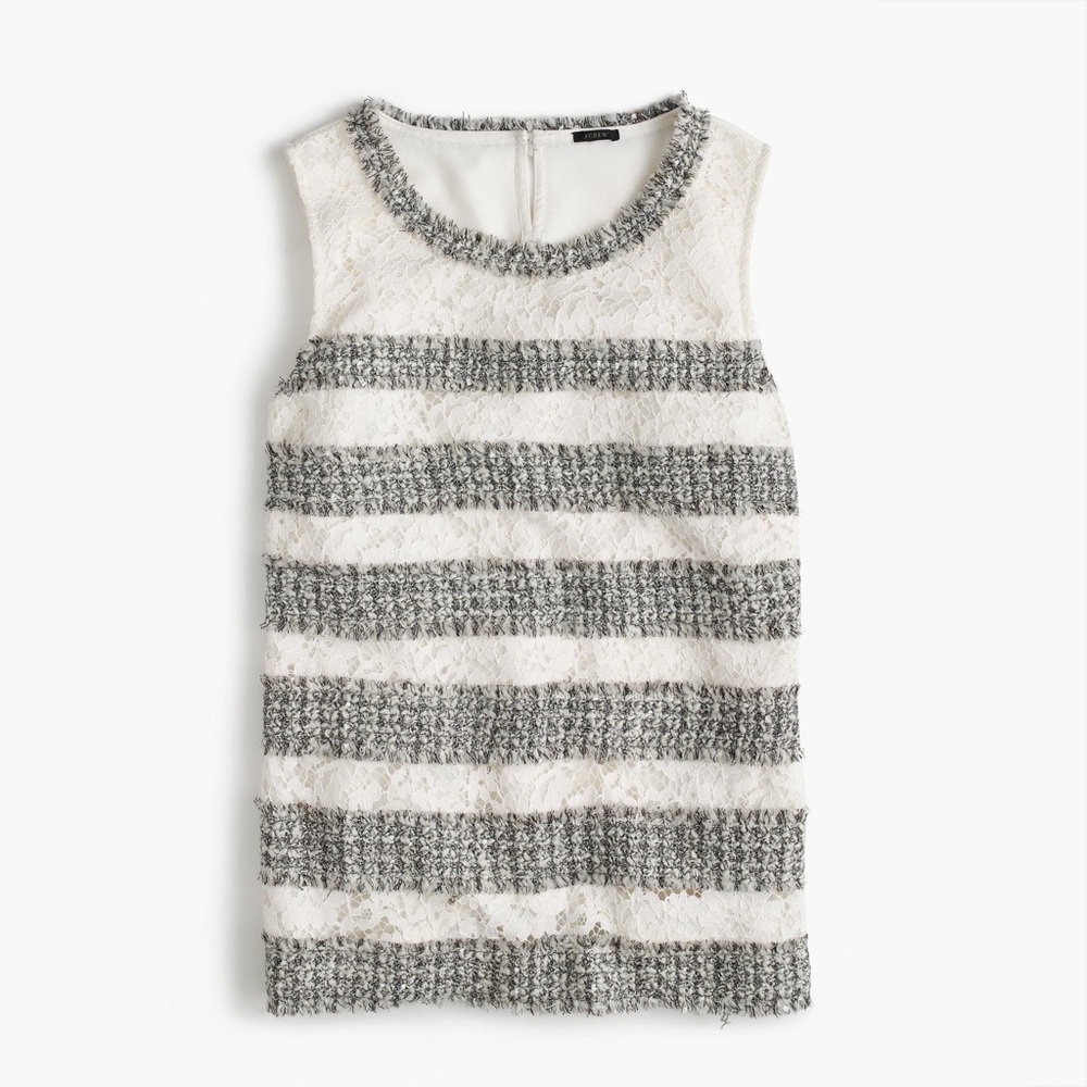 J. Crew Fringey & Lace Tank Top Sz M